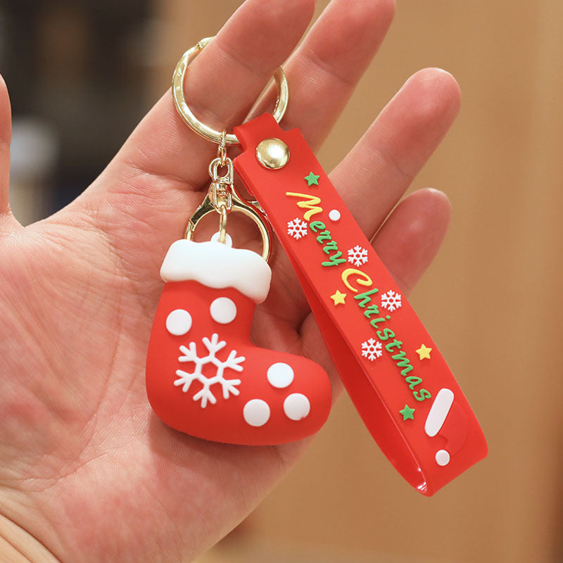 Wholesale Christmas Doll Cartoon Rubber Keychain